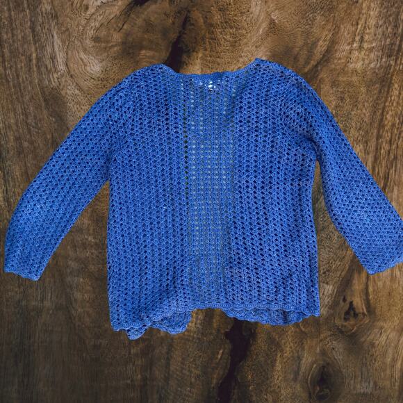 Blue seashell embellished crochet cardigan fishermancore mermaid nautical - Picture 5 of 6